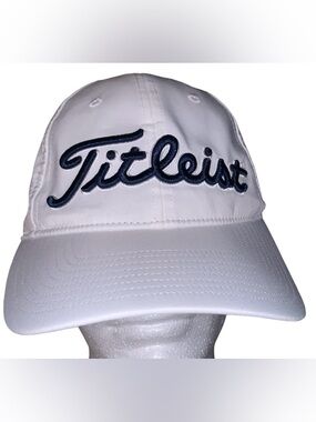 Titleist White Cap with Navy Script Logo